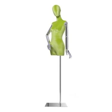 Imagem de Mannequin Manequim feminino com torso envolto em veludo, altura ajustável de 162,2 a 198,5 cm, manequim para exposição de roupas removíveis(Green)