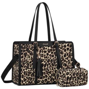 Imagem de Bolsa para laptop LOVEVOOK para mulheres, bolsa de lona de 15,6" com b