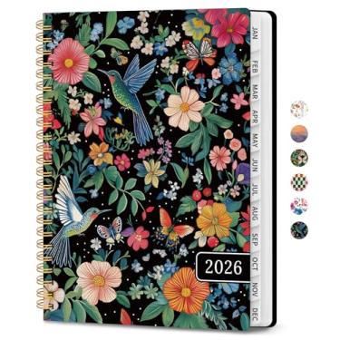 Imagem de Agenda 2026, agenda de planejamento semanal e mensal para mulheres, janeiro de 2026 a dezembro de 2026, livro de agenda de planejamento de capa dura com abas, encadernação em espiral, bolso interno