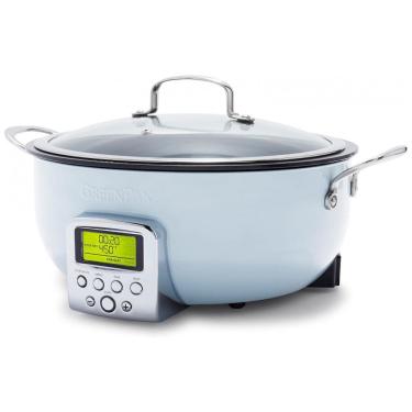 Imagem de Panela Elétrica Multifuncional 6L de Cerâmica Antiaderente e Tela LED, 110V 1800W, GreenPan, Azul Claro