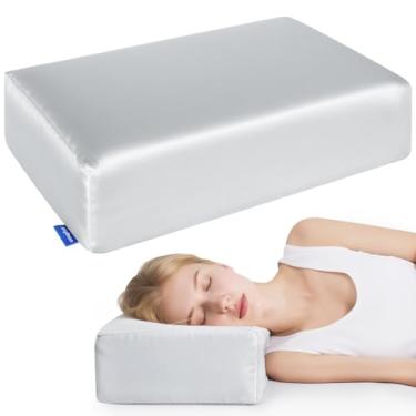 Imagem de Travesseiros quadrados firmes e macios para pessoas que dormem de lado – Almofada de dormir do lado do cubo para adultos dor no pescoço no ombro – Almofada cervical de espuma viscoelástica com suporte