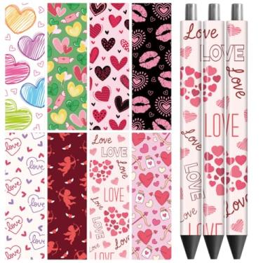 Imagem de Peacoblue Adesivo de transferência UV DTF para caneta Love Heart - 48 peças à prova d'água com impressão HD UV DTF para caneta lápis personalizada faça você mesmo artesanato decorativo presentes para