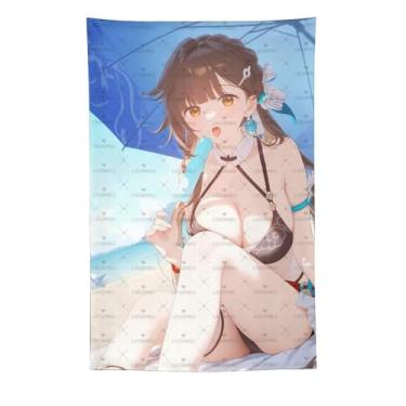 Imagem de LIEGBMEU Tapeçaria Pinup Girl Sexy Hot Anime Girl 152.4 cm x 228.6 cm Wall Quilt Art Whimsical Tapestry DecorationAa095