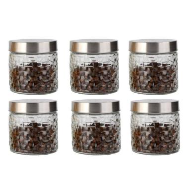 Imagem de Conjunto 6 Potes Vidro Rattan 800ml - Class Home