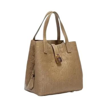 Imagem de Bolsa Crossbody Feminina De Grande Capacidade CH Com Letras Em Relevo 