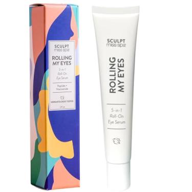 Imagem de Miss Spa Creme para os olhos 5 em 1 Roll On Under Eye, ajuda a desinflar e iluminar sob e ao redor dos olhos, rolo antienvelhecimento ajuda com linhas finas e olheiras, vitamina B3, removedor de bolsa