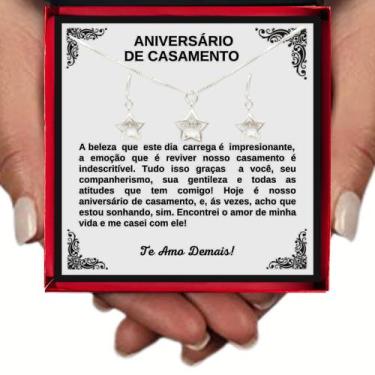 Imagem de Colar Brincos Conjunto Prata 925 Presente Aniversário Casamento + Dedi