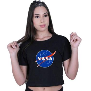 Imagem de Cropped Blusinha Algodão Moda Geek Nerd Nasa U.S.A - Lafre, Preto, G