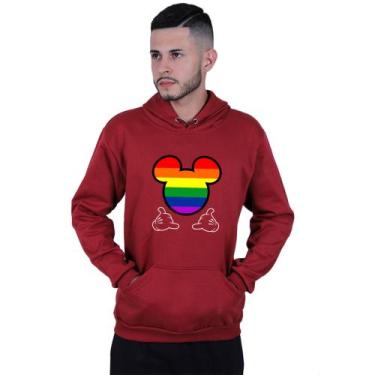 Imagem de Moletom Unissex Canguru Mickey Colorido LGBT - Lafre, Vermelho escuro,