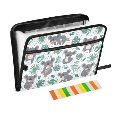 Imagem de Koala Cute Pastas de arquivo de urso australiano, pastas de plástico com 13 bolsos, pasta expansível para documentos, escola, estudantes, escritório, pasta estética com etiquetas tamanho A4 carta