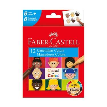 Imagem de Canetinhas Marcadores Faber Castell com 12 cores, caras e cores, tons 