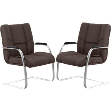 Imagem de Kit 02 Cadeiras De Escritório Fixa Executiva New Onix F02 Tecido Sinté