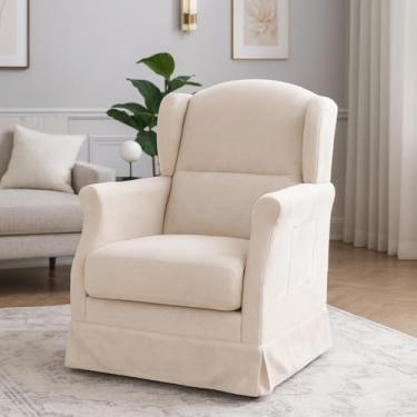Imagem de Poltrona Serena Amamentação Balanço e Puff Bege Claro