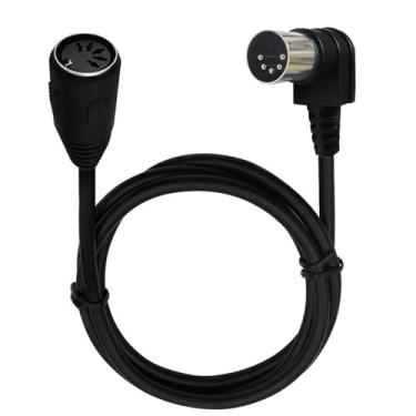 Imagem de Traovien Cabo DIN de 5 pinos, adaptador de áudio macho para fêmea de 90 graus DIN de 5 pinos para aparelho de televisão vintage, guitarra, leitor de DVD, equipamento de música (1,5 m)