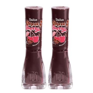 Imagem de Kit 2 Esmalte Dailus Choco Cherry Cremoso Cor Brigadeirão 8ml
