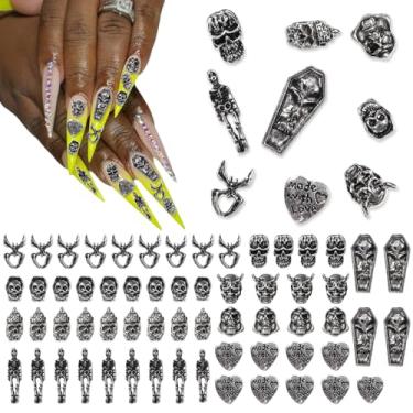 Imagem de Pingentes e pedras preciosas para unhas Y2K 90 peças berloques de unhas de caveira 3D formato de coração de aranha para unhas, artesanato, bricolage, joias, suprimentos para unhas, decorações