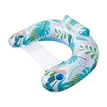 Imagem de Flutuadores de piscina para adultos, cadeiras infláveis de piscina, cadeiras de piscina com porta-copos, boias de piscina para adultos no verão, bronzeamento, praia, piscina, brinquedos (branco)