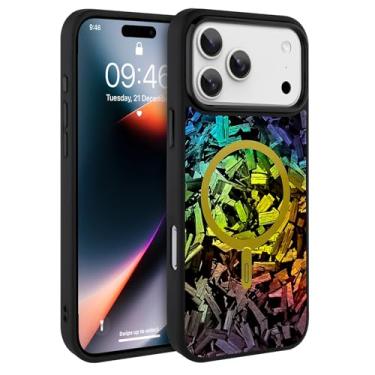 Imagem de AIGOMARA Capa de telefone magnética de fibra de carbono forjada para iPhone 17 Pro Max, compatível com Magsafe, capa protetora à prova de choque de policarbonato fino e brilhante em policarbonato