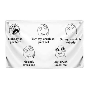 Imagem de Bandeiras de meme engraçadas de um lado com citações - pôster de rostos felizes em poliéster para quarto de adolescentes - Banners humorísticos para festa com quatro ilhós de latão - Bandeira cômica