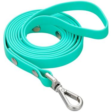 Imagem de Coleira longa impermeável para treinamento de cães de 3 m ao ar livre em PVC, ótima para treinamento de cães grandes, médios e pequenos, para praia, quintal, brincadeiras, acampamentos (verde menta