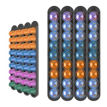 Imagem de VOMELON Suporte de cápsulas de café de bambu, suporte de parede adesivo para porta de armário, armazenamento de 20 cápsulas (conjunto de 4) — vertical/horizontal — compatível com linha original