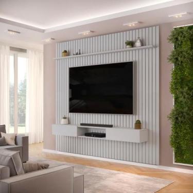 Imagem de Painel com Bancada para TV até 75 Polegadas Ripado DJ Móveis Trento 25