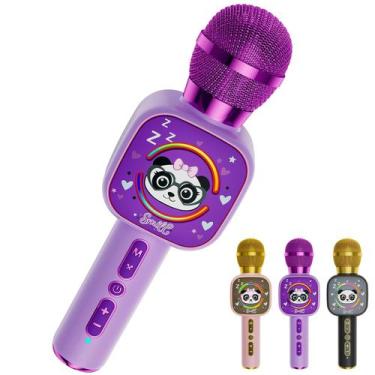 Imagem de Microfone de karaokê Toy Qnxoat r Bluetooth para crianças roxo