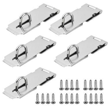Imagem de URBEST Conjunto de trava de trava de segurança de ferrolho de cadeado trava de porta de móveis fivela de gaveta conjunto de trinco de aço inoxidável 304 níquel escovado resistente (2, prata)