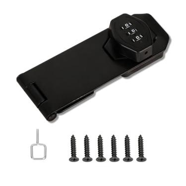 Imagem de Fechaduras giratórias com senha, fechadura de combinação de dígitos, trava deslizante de segurança para gavetas, armários de arquivos, armários, portas internas, celeiros, portas de garagem, cerca (5