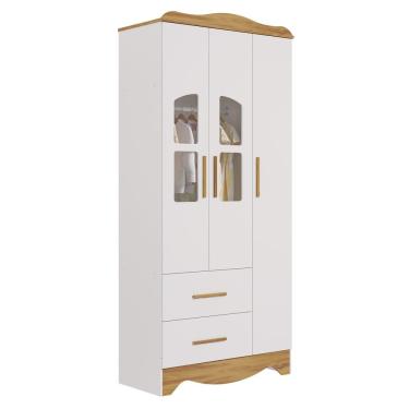 Imagem de Armario Infatil 3 Portas 2 Gaveta Lisi - Moveis Peroba Amendoa-branco