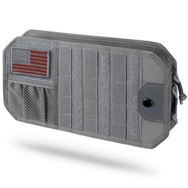 Imagem de LIVANS Organizador tático de viseira solar para carro | Painel MOLLE semi-rígido automotivo com bolsa de armazenamento com zíper e clipe para óculos | Ajuste universal para caminhões, SUVs, jipes e