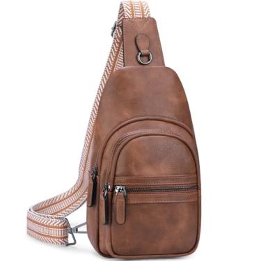 Imagem de HESHE Bolsa tiracolo feminina antifurto pequena bolsa tiracolo de couro pochete com bloqueio de RFID bolsa transversal para viagens, Marrom, Small