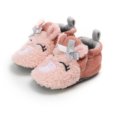 Imagem de Pantufas de pelúcia macias para meninos e meninas com desenho animado para bebês e crianças, B-pink, 0-6 Months Infant