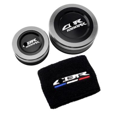 Imagem de BYYINGSUS Compatível com CBR1000RR CBR1000 RR CBR 1000 RR 2004-2019 Acessórios de motocicleta tampas de reservatório de fluido de freio dianteiro traseiro tampas e meia (combinação cinza)