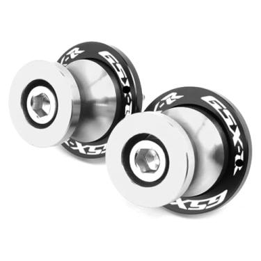 Imagem de BYYINGSUS Parafusos de suporte deslizantes de carretéis C-N-C M8 Acessórios de motocicleta Braço oscilante 1 par de parafusos compatíveis com GSXR 125/150/600/750/1000 GSX-R (prata)