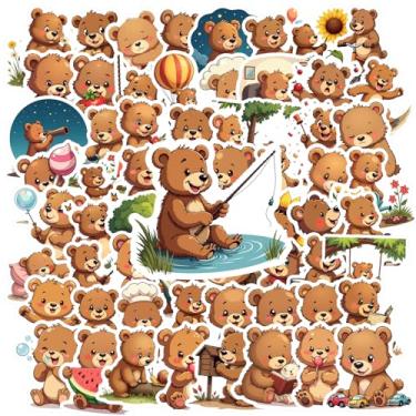 Imagem de 70 pçs adesivo de urso fofo para crianças, impermeável, desenho animado, urso, animal, para garrafa de água, laptop, scrapbook, skate, bagagem, ursos decoração de festa, presente ideal para bebês