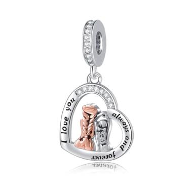 Imagem de QeenseKc Pingente de coração Mother Dauhgter com pingente de melhor amigo compatível com pulseira Pandora feminina