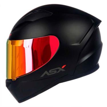 Imagem de Capacete Fechado ASX City Solid Preto Fosco com Viseira Colorida Verme