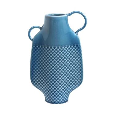 Imagem de WeiLaiKeQi Vaso de cerâmica minimalista para fazenda, arranjo de flores secas, vaso de fazenda, peça central, estante decorativa para mulheres, hotel, Alça Dupla