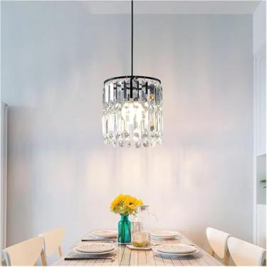 Imagem de Lustre moderno LED, luzes pendentes modernas, cristal pendurado, 1 lâmpada pendente de cabeça, lâmpadas de sala de jantar LED, decoração moderna