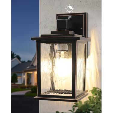 Imagem de ZILLSEA Luminária De Parede Externa Do Anoitecer Ao Amanhecer, Varanda Bronze Polido A Óleo 12'', Lanterna Com Fiação Para Casa, Garagem, Porta Da Frente, À Prova D'Água E Ferrugem, Lâmpadas Não Inc