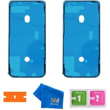 Imagem de MMOBIEL 2 adesivos de LCD pré-cortados à prova d'água, compatíveis com iPhone 12 Pro Max - 6,7 polegadas, preto para quadro de visor LCD, inclui kit de ferramentas