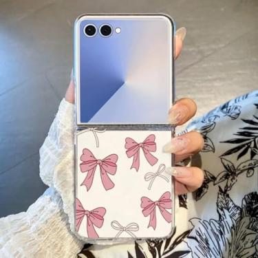 Imagem de Capa para Galaxy Z Flip6 com estampa de corações, transparente, rígida e dobrável (para Galaxy Z Flip6/A847)