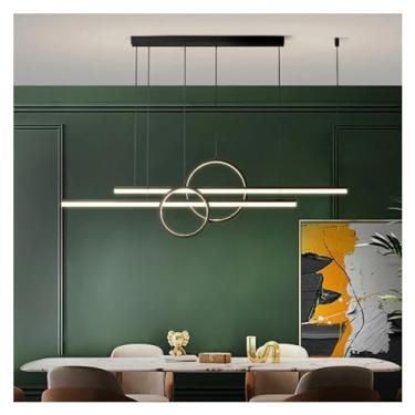 Imagem de - Luminárias pendentes minimalistas com anéis e tiras compatíveis com sala de jantar, sala de estar, quarto, salão de beleza, lustres para casa, luminárias internas, luminárias para lustres