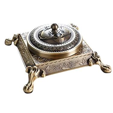 Imagem de Cinzeiros à prova de vento para cigarros cinzeiro de cobre cinzeiro de incenso antigo queimador de incenso doméstico artesanato ornamentos cinzeiro de cobre puro cinzeiro decoração de bancada suporte