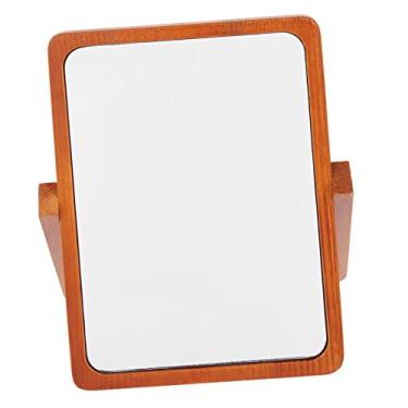 Imagem de TLTDSMY Espelho de mesa vintage espelho dobrável decoração de casamento espelho de maquiagem em pé espelho de maquiagem espelho de madeira espelho dobrável topo de mesa moda madeira espelho prata