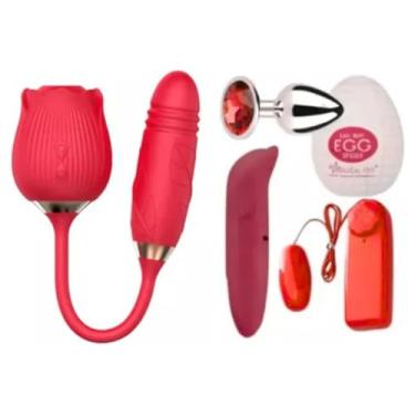 Imagem de Kit Vibradores Sex shop Vibrador Ponto G Estimulador de Clitòris Golfinho Ovo Vibratório Plug Anal Masturbador Egg Sexshop Casais Massageador Mamilo Ponta Dupla Vibrador vai e vem Recarregàvel
