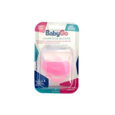 Imagem de BabyGo - Chupeta T1 Menina Rosa com Bico Convencional de Silicone Calmante 0 a 6 Meses - Conforto e Segurança para Bebês