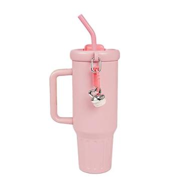 Imagem de Copo Térmico Inox Portátil 1200ml Garrafa Térmica Inoxidável com Tampa e Canudo Inox Sem Logo Marca(ROSA ESCURO)