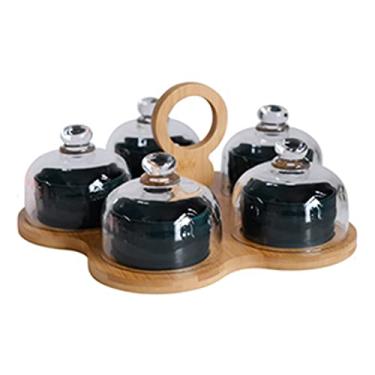 Imagem de Travessa de porção de nozes, bandeja de servir frutas secas com tampa de vidro, bandeja de lanche com tampa, bandejas de servir divididas